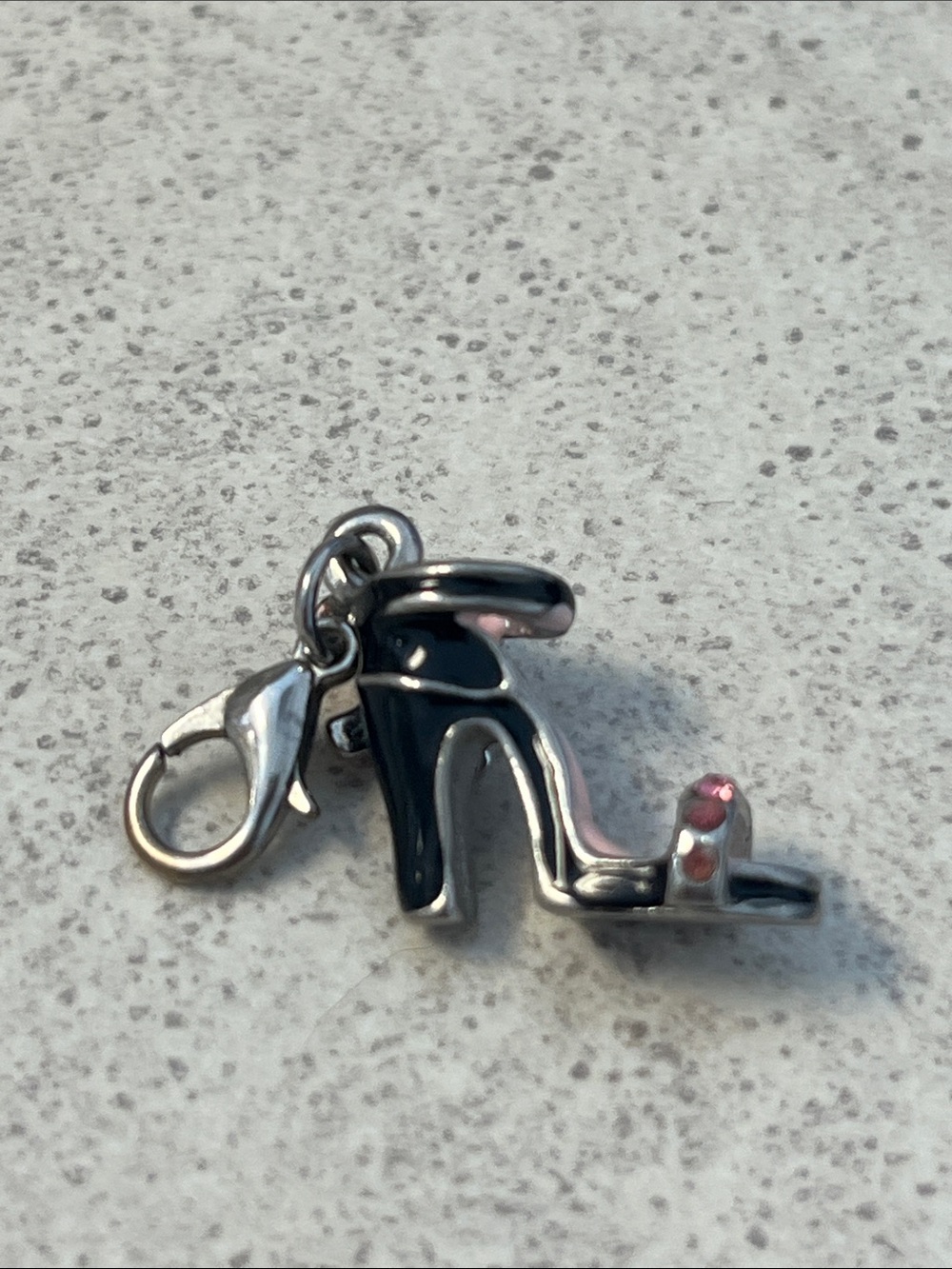 Pink Enamel High Heel Charm with Pink Rhinestone Strap - Picture 2 of 3